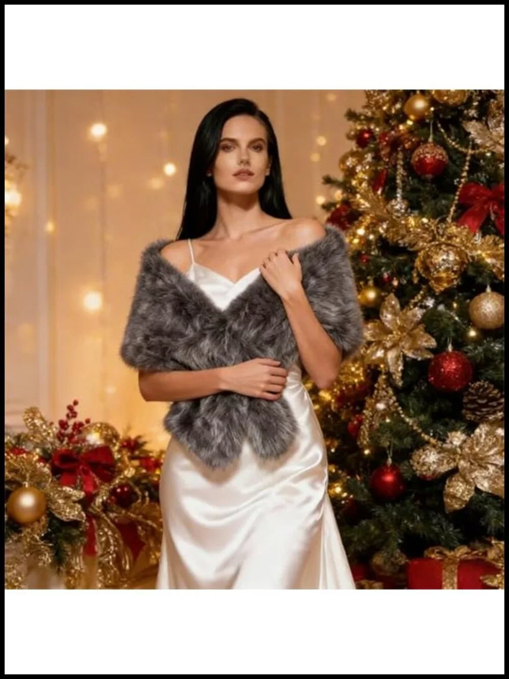 Faux Fur Collar Scarf Wrap Winter Shawl Stole Neck Warmer Women